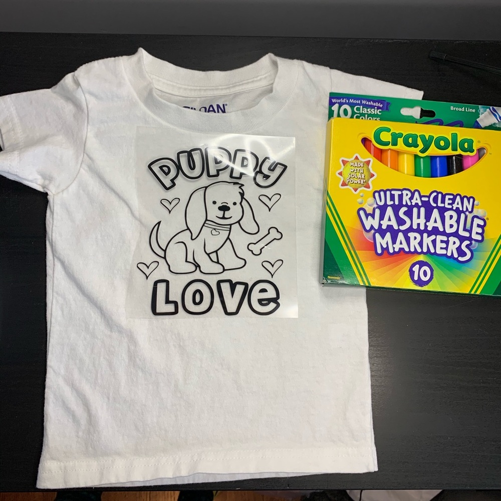 Kid’s Coloring Shirt with Markers - Multiple Designs Available! - Picture 13 of 16